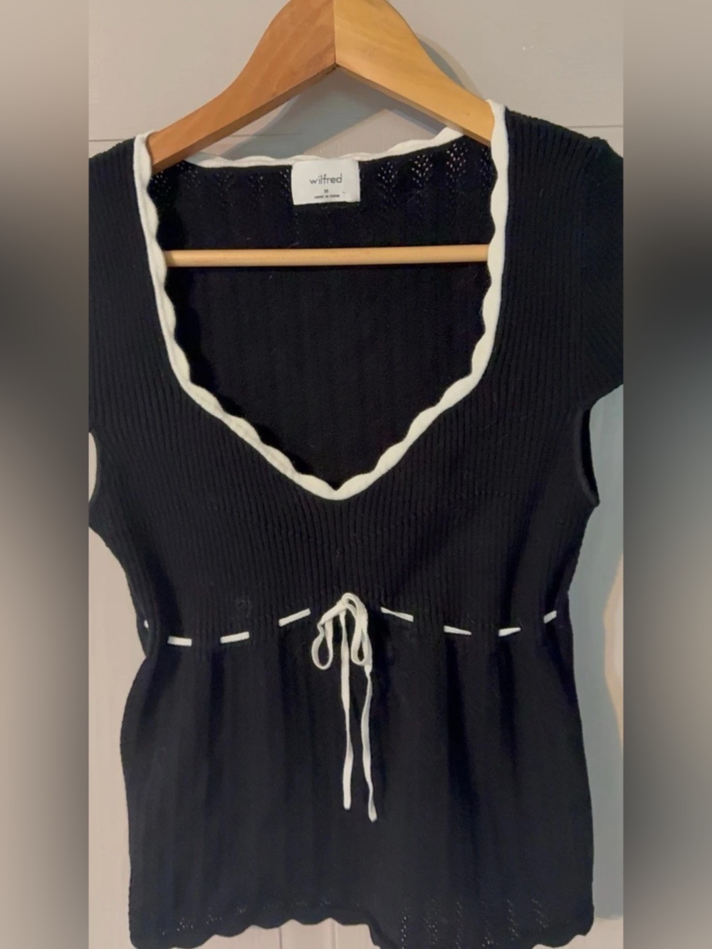 Wilfred Rib Knit Top - Black and White Sz M🖤